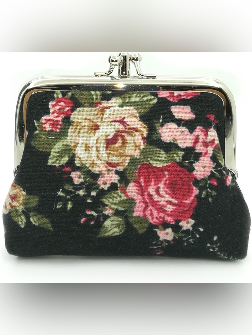 Roses Floral Vintage Women’s Coin Purse Pouch Buckle Purse Bag